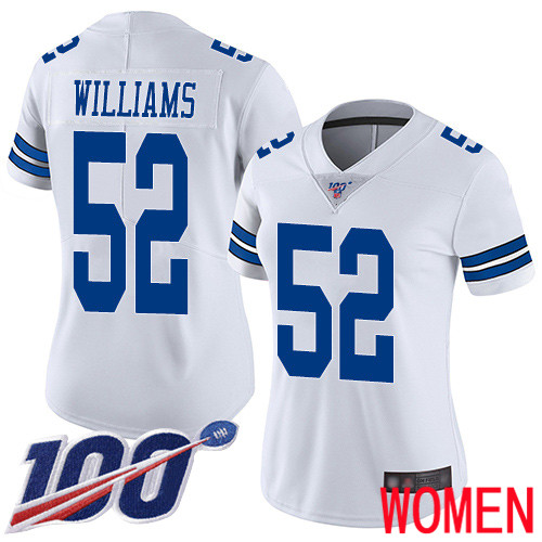 Women Dallas Cowboys Limited White Connor Williams Road 52 100th Season Vapor Untouchable NFL Jersey